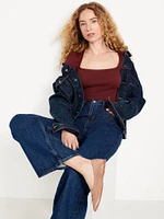 Square-Neck Ribbed T-Shirt