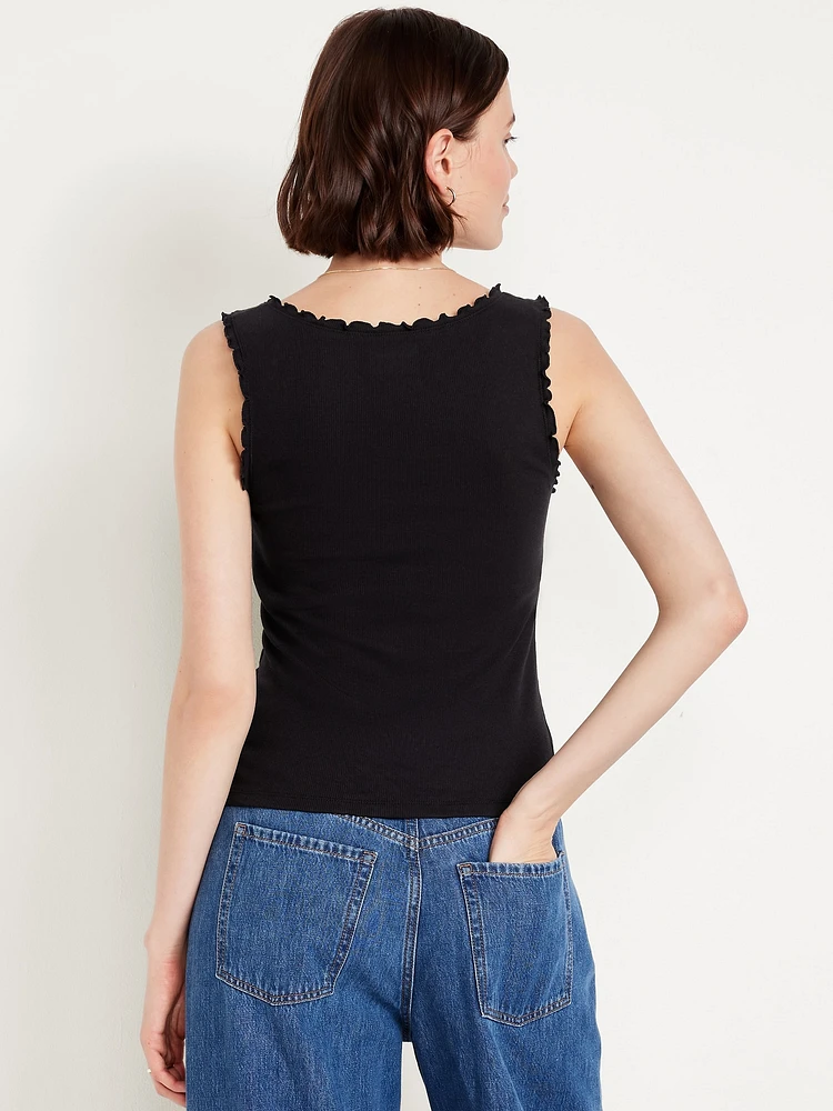 Cinched Rib-Knit Tank Top