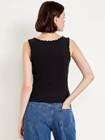 Cinched Rib-Knit Tank Top
