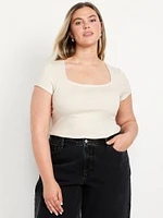 Square-Neck Ribbed T-Shirt