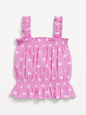 Sleeveless Crinkle Jacquard Peplum Tank Top for Toddler Girls
