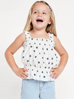 Sleeveless Crinkle Jacquard Peplum Tank Top for Toddler Girls