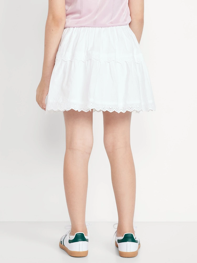 Eyelet Trim Tiered Skirt for Girls