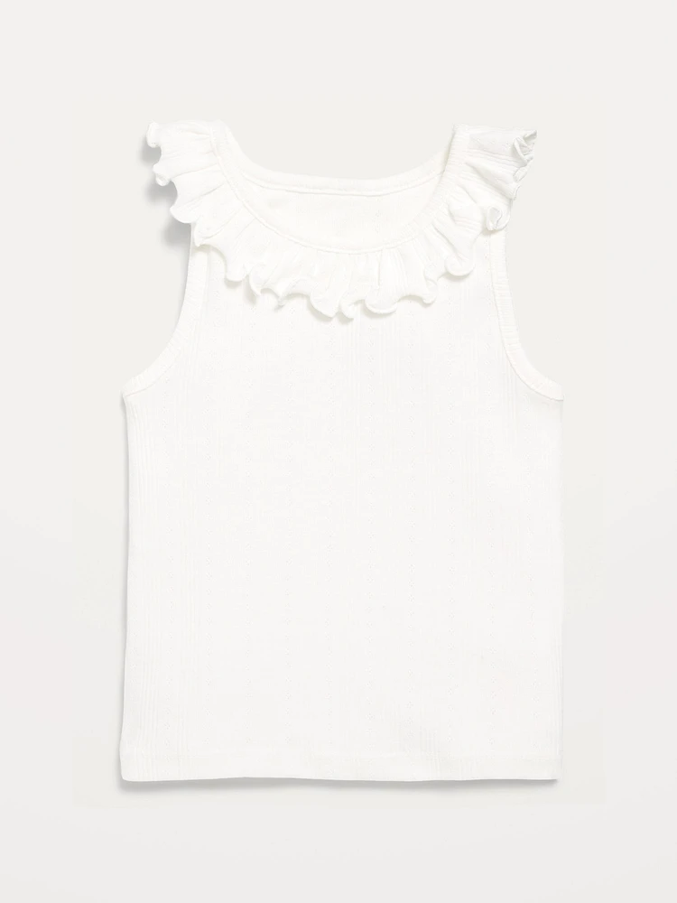 Fitted Ruffle-Neck Tank Top for Toddler Girls