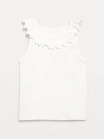 Fitted Ruffle-Neck Tank Top for Toddler Girls