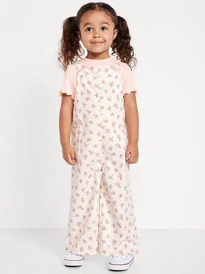 Short-Sleeve T-Shirt and Jumpsuit Set for Toddler Girls