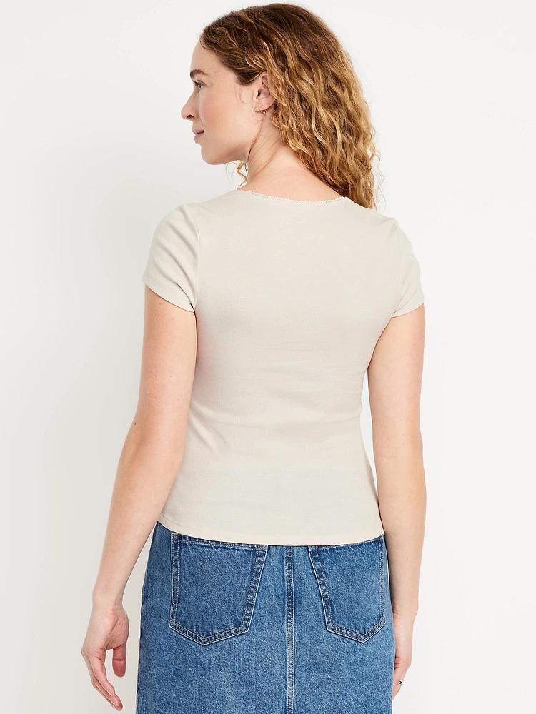 Square-Neck Ribbed T-Shirt