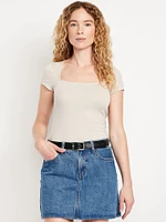 Square-Neck Ribbed T-Shirt