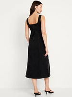 Fit & Flare Sleeveless Denim Midi Dress
