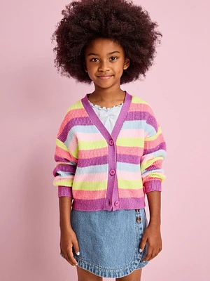 Printed Button-Front Cardigan Sweater for Girls