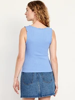 Cinched Rib-Knit Tank Top