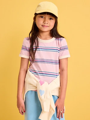 Fitted Short-Sleeve Printed Ringer T-Shirt for Girls