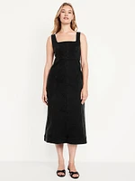 Fit & Flare Sleeveless Denim Midi Dress