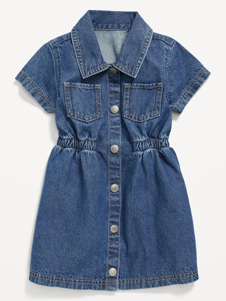 Short-Sleeve Cinched-Waist Dress for Toddler Girls
