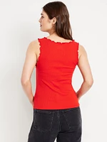 Cinched Rib-Knit Tank Top