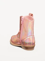 Shiny Side-Zip Western Boots for Toddler Girls