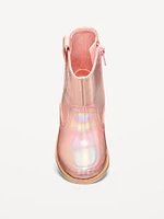 Shiny Side-Zip Western Boots for Toddler Girls