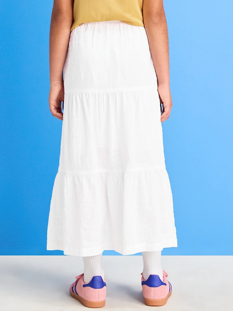 Printed Tiered Swing Midi Skirt for Girls