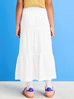 Printed Tiered Swing Midi Skirt for Girls