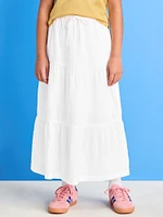 Printed Tiered Swing Midi Skirt for Girls
