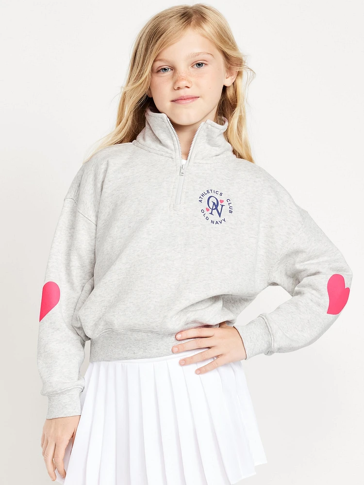 Oversized Quarter-Zip Graphic Sweatshirt for Girls