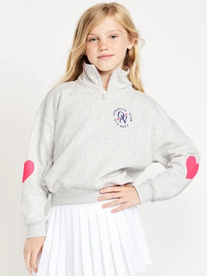 Oversized Quarter-Zip Graphic Sweatshirt for Girls