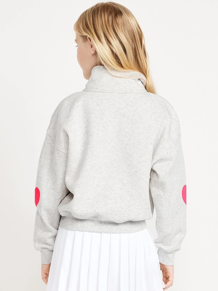 Oversized Quarter-Zip Graphic Sweatshirt for Girls
