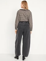 High-Waisted Pull-On Barrel Jeans