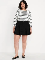 High-Waisted Pleated Mini Skirt