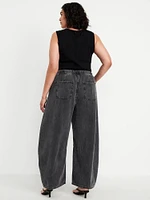 High-Waisted Pull-On Barrel Jeans