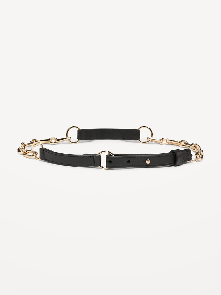 Faux Leather Chain Belt for Women