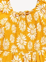 Printed Puff-Sleeve Smocked Dress for Girls