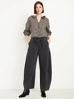 High-Waisted Pull-On Barrel Jeans