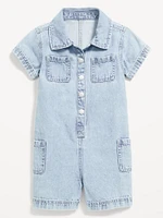 Short-Sleeve Utility Romper for Toddler Girls