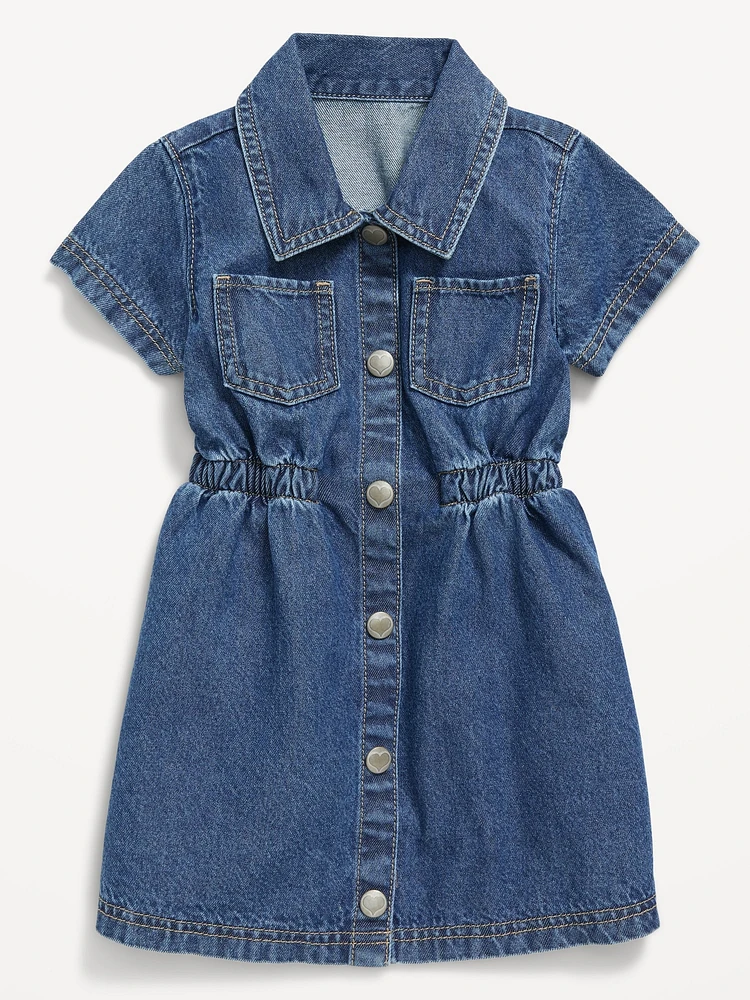 Short-Sleeve Cinched-Waist Dress for Toddler Girls