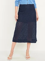 High-Waisted Lace Midi Skirt