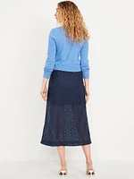 High-Waisted Lace Midi Skirt