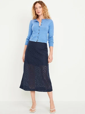 High-Waisted Lace Midi Skirt