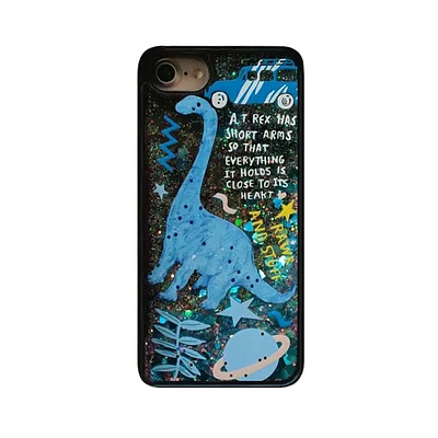 Glitter Waterfall Phone Case - Black Dinosaur