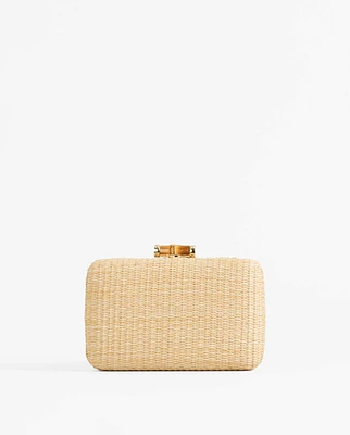 MALA CLUTCH RÁFIA APLIQUE BAMBÚ