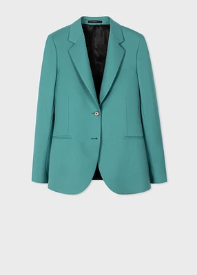 Women's A Suit To Travel - Teal Wool Two-Button Blazer