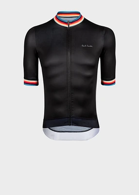 Men's Black Race Fit Cycling Jersey With 'Artist Stripe' Trims