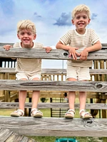 Oat Stripe Waffle Shortie Set