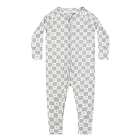 Checkered Lightning Bolt Zip Romper