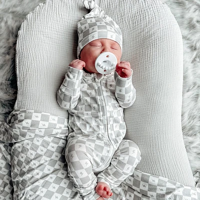 Checkered Lightning Bolt Zip Romper