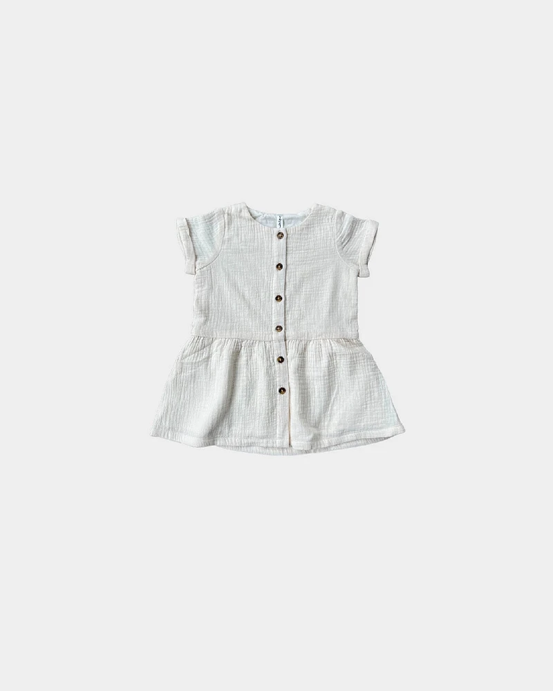Cream Button Dress