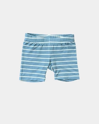 Blue Stripe Biker Shorts