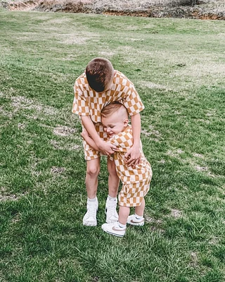 Marigold Check Terry Shorts