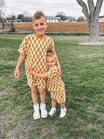 Marigold Check Terry Shorts