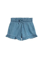 Chambray Ruffle Waist Shorts